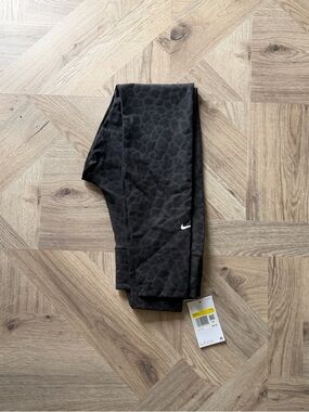 Nike Black Leggings and sports bra set- Subtle Leopard Accent and White Swoosh